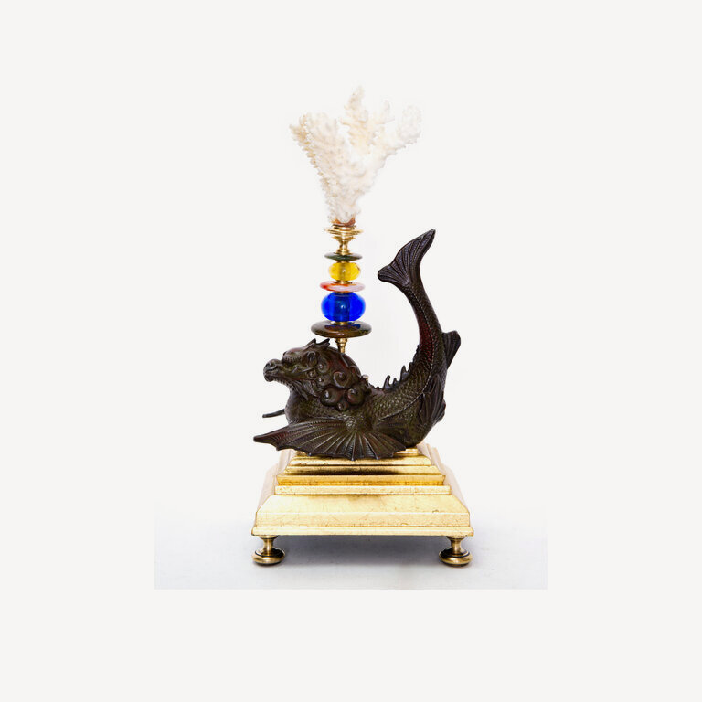 Fish, japanese, gilded socle - 31 cm