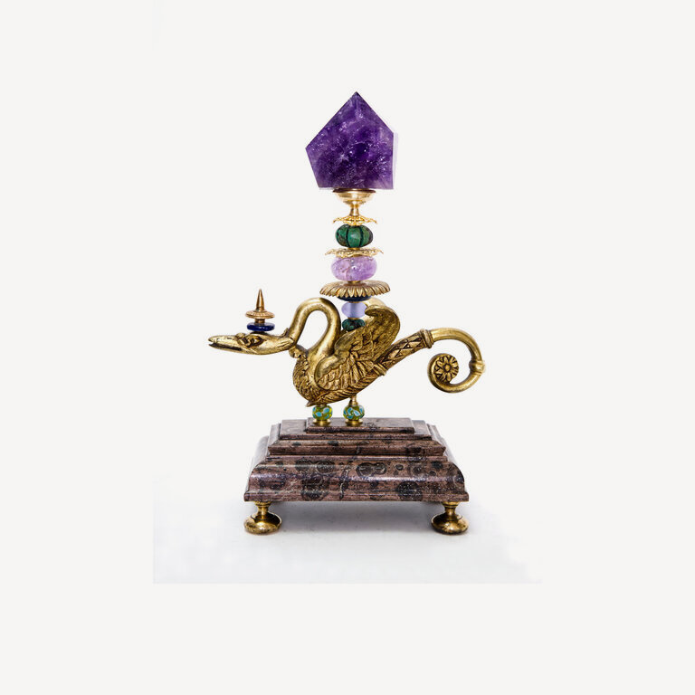 Swan, Bronze, Amethyst